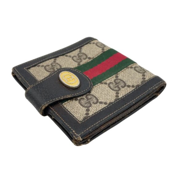 Vintage Gucci Sherry Line Canvas Wallet with Leather Trim - Picture 2 of 2